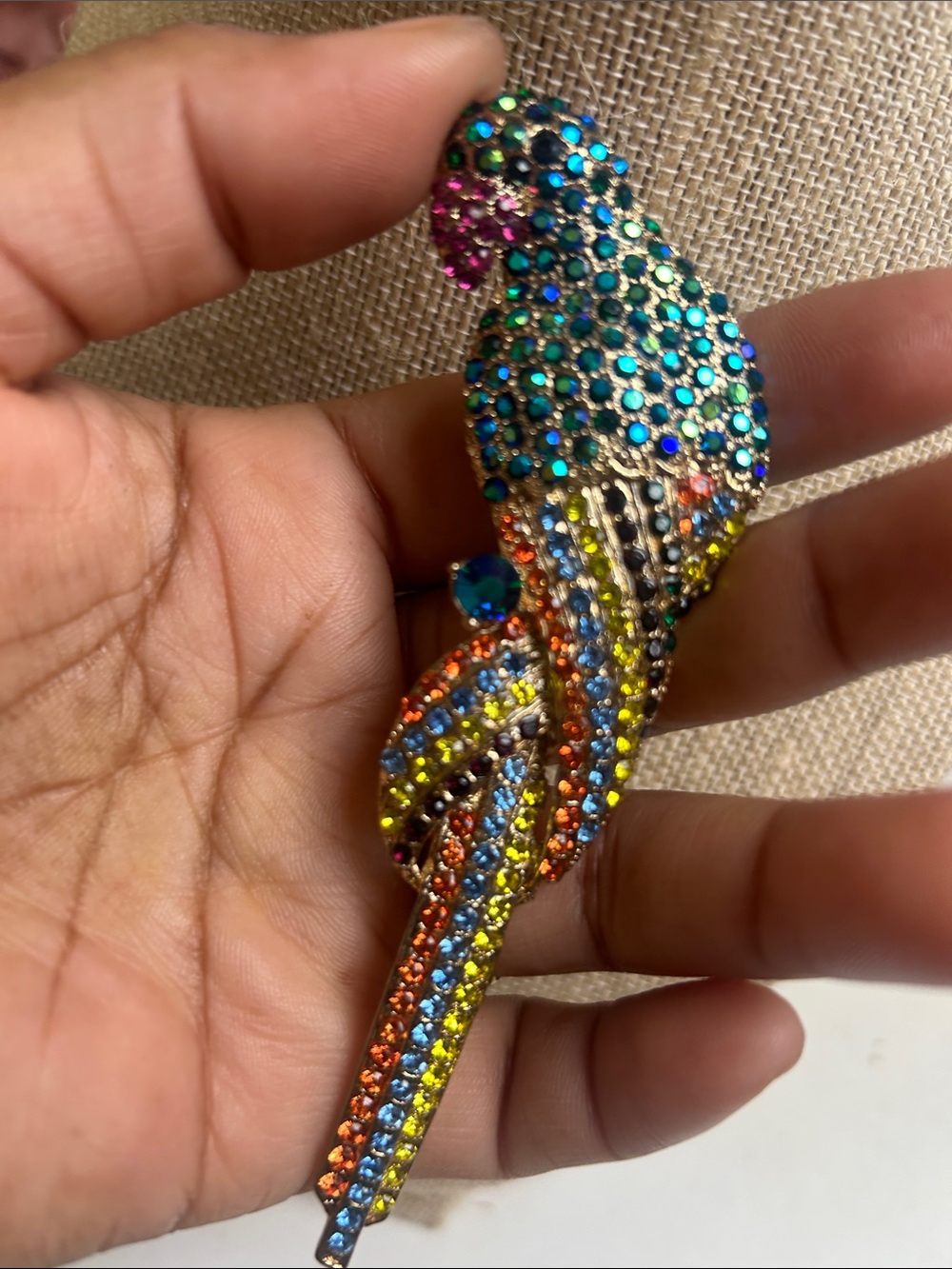 Multicolor Crystal Parrot Brooch - Decorative Bird Pin
